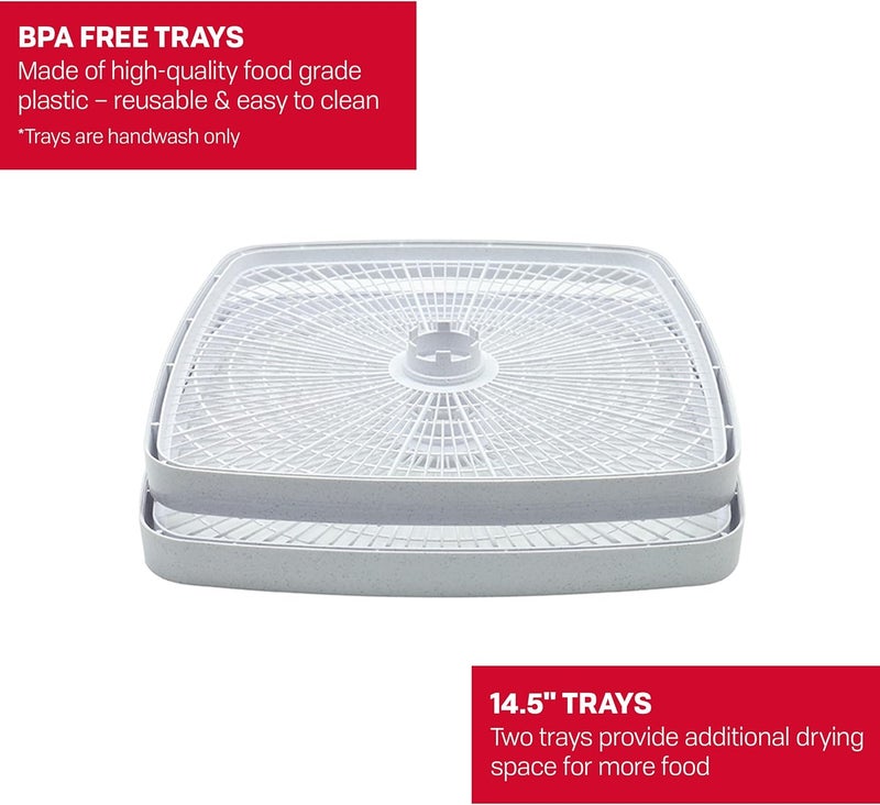 NESCO SQT-2 Square 14 1/2" Speckled Plastic Add-A-Trays for FD-80 Food Dehydrators - Set of 2 - Image 4